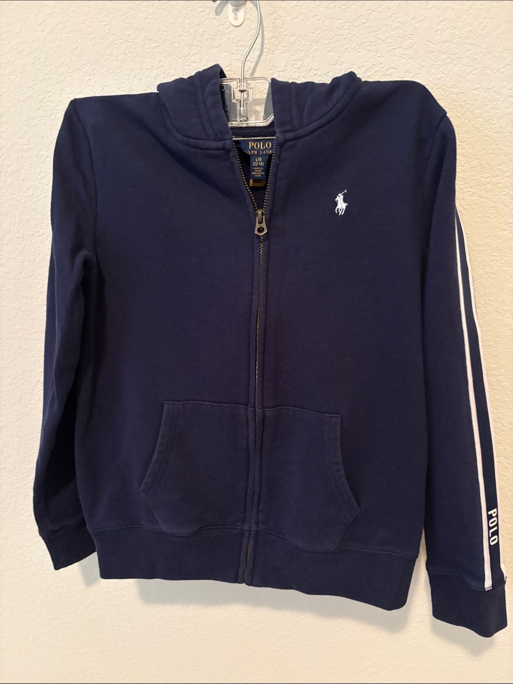 Polo by Ralph Lauren Navy Zip Hoodie with White Stripe